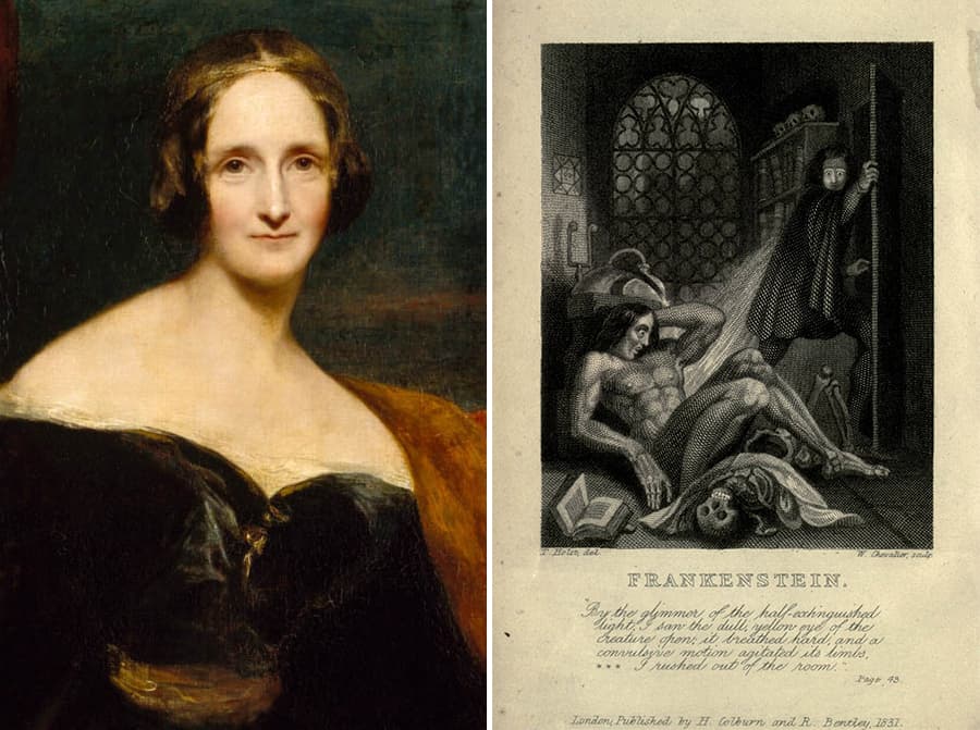 瑪麗雪萊與首版《科學怪人》小說內頁